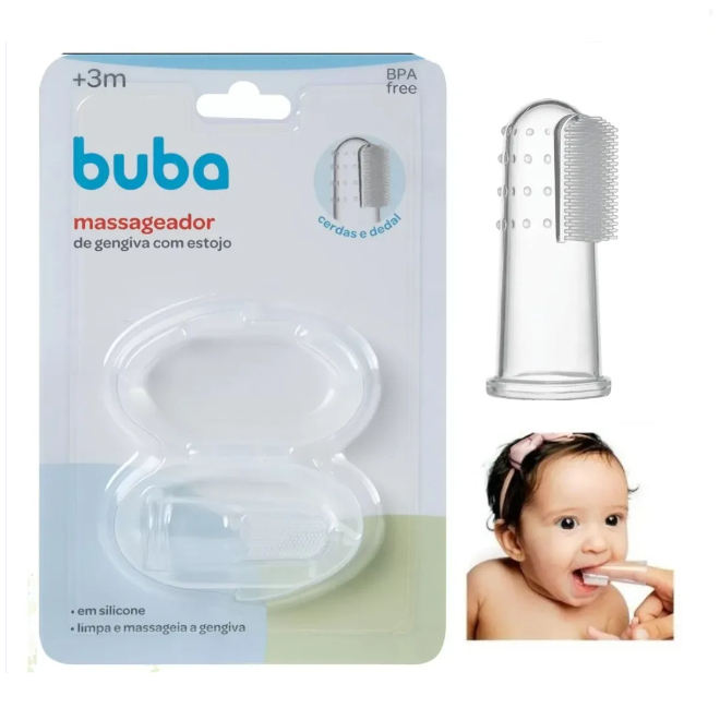Massageador de Gengiva com Estojo - Buba +3 Meses / Alivio para Bebês, Coçar, Limpar, Escovar, Morder