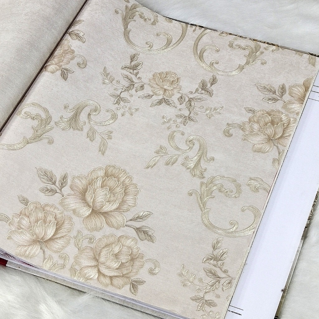 Papel de Parede Importado Floral Salmão Claro Em Relevo Rolo 10 metros x 53cm de largura - Cola Inclusa - Modelo 1061