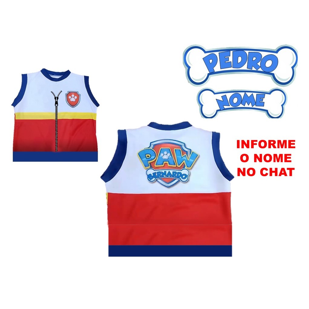 fantasia patrulha canina ryder colete infantil personalizado