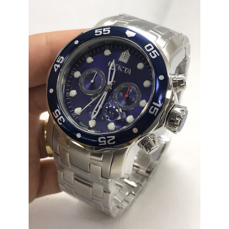 Relógio Invicta 0070 Pro Diver Scuba Prata Azul