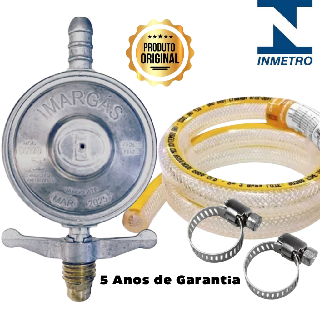 Kit Completo Registro De Gás De Cozinha Regulador com Mangueira e Abraçadeira em Oferta na Shopee