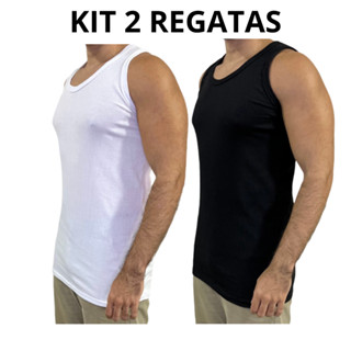 Kit 2 Camisetas Regatas Masculina Americana Canelada Estilo Rapper Elastano