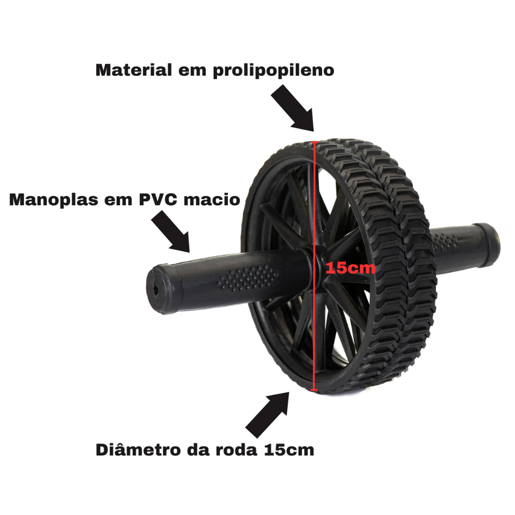 Roda Abdominal Dupla Rodinha Treino Fitness Rolo Resistente - RIQ-RODINHA