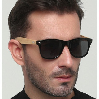 Óculos de Sol Masculino Quadrado Haste Madeira Bambu Impresso