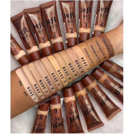 KIT 3 Pecas Base Líquida Soft Matte Bege Ruby Rose HB-8050 em Oferta na Shopee