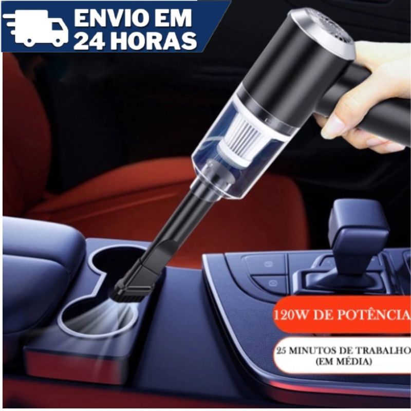 Aspirador De Pó Preto Usb Portátil Completo Linha Premium Carro E Casa 2000mAh