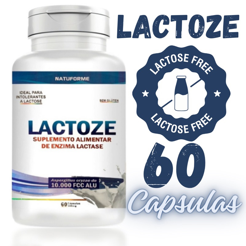 Enzima Lactase 10.000 C/60 Cápsulas 500mg - Lactoze - Lactose intolerância a lactose