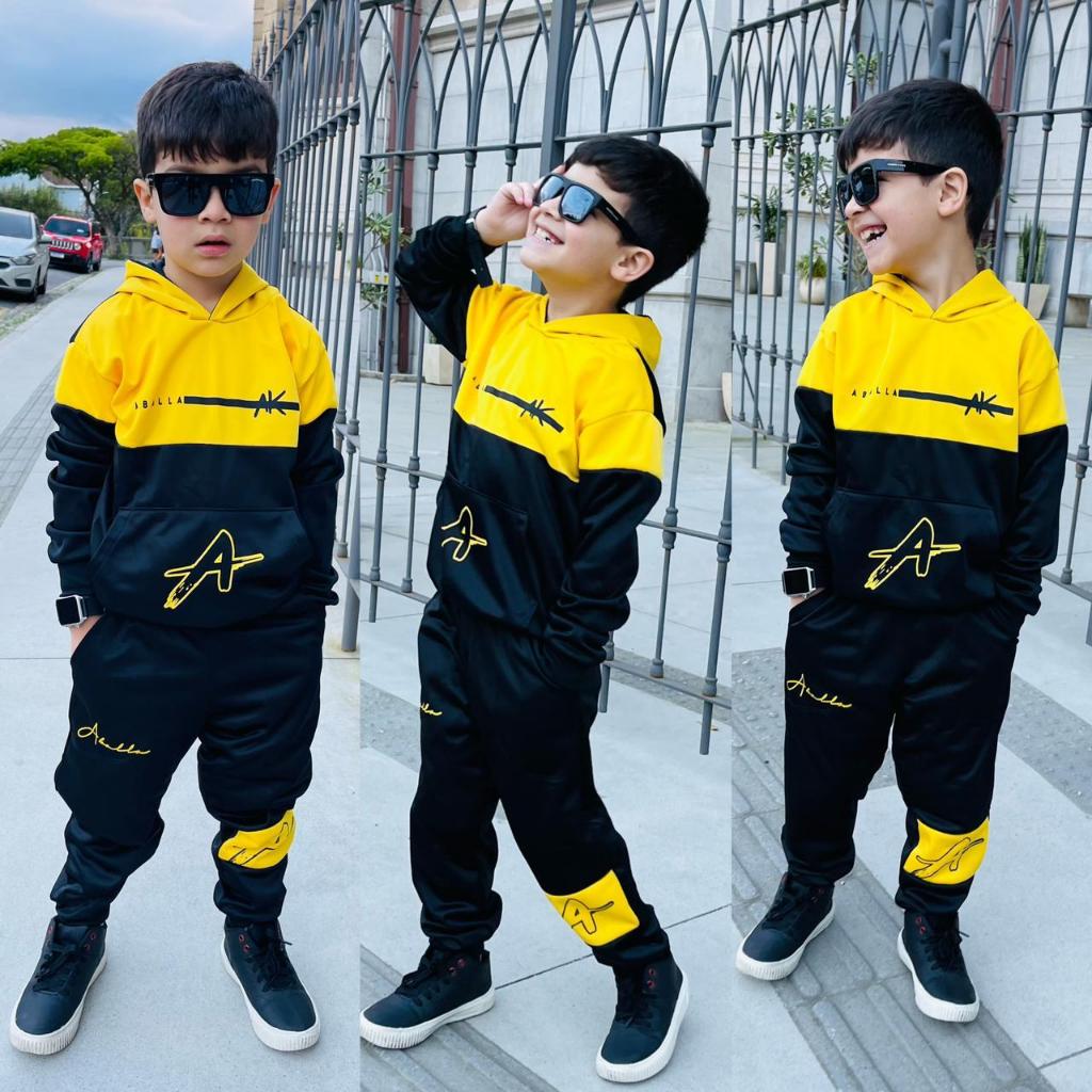 Conjunto Infantil Moletom Masculino Juvenil Chimpa Flanelado Kit Calça e Casaco 2023