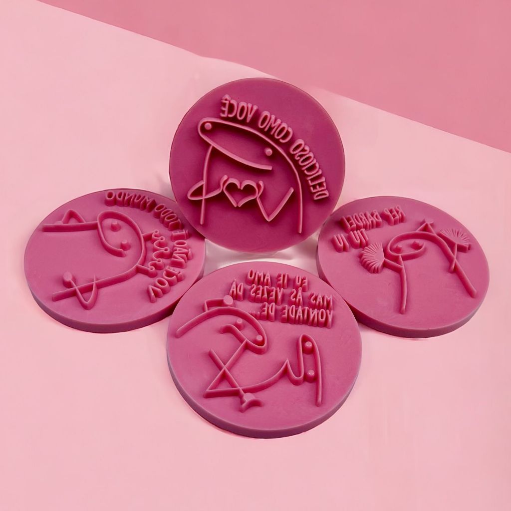 Kit Carimbos Flork - Grande 5 Cm - Cor Rosa (Blue Star)