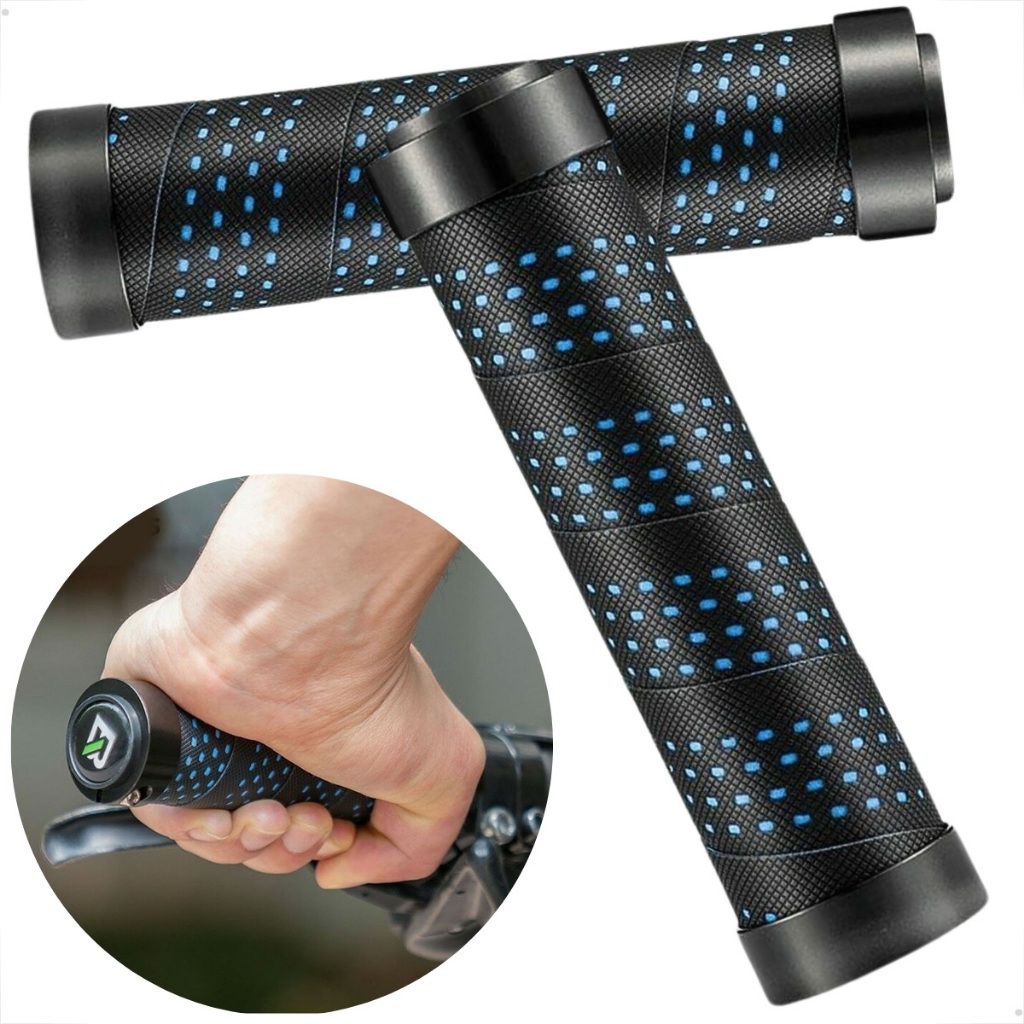 Manopla Punho Bike Aro 29 Confortável Aro 26 Azul Punho De Bicicleta Com Fita EVA Azul Mtb Top Com Travas De Alumínio Descanso Par Speed Moutain Bike Macia Anatômica Guidão Apoio Guidom Confort Luvinha Par De Punho 130mm Top