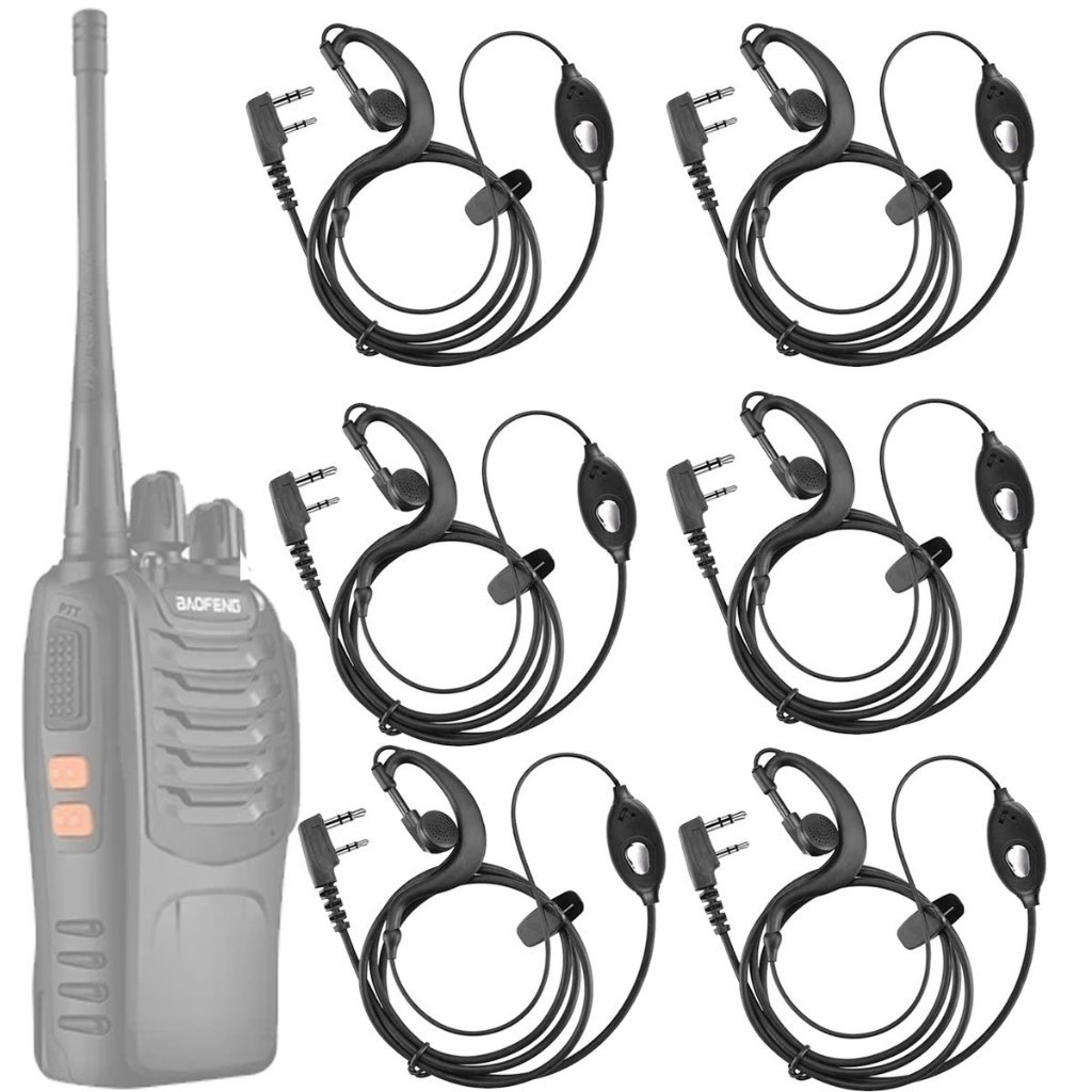 Kit 5 Fone De Ouvido Rádio Comunicador Baofeng 777s Walkie Talkie Kenwood PTT