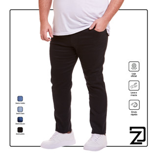 Calça Plus Size Básica Slim Masculina Jeans Com Elastano