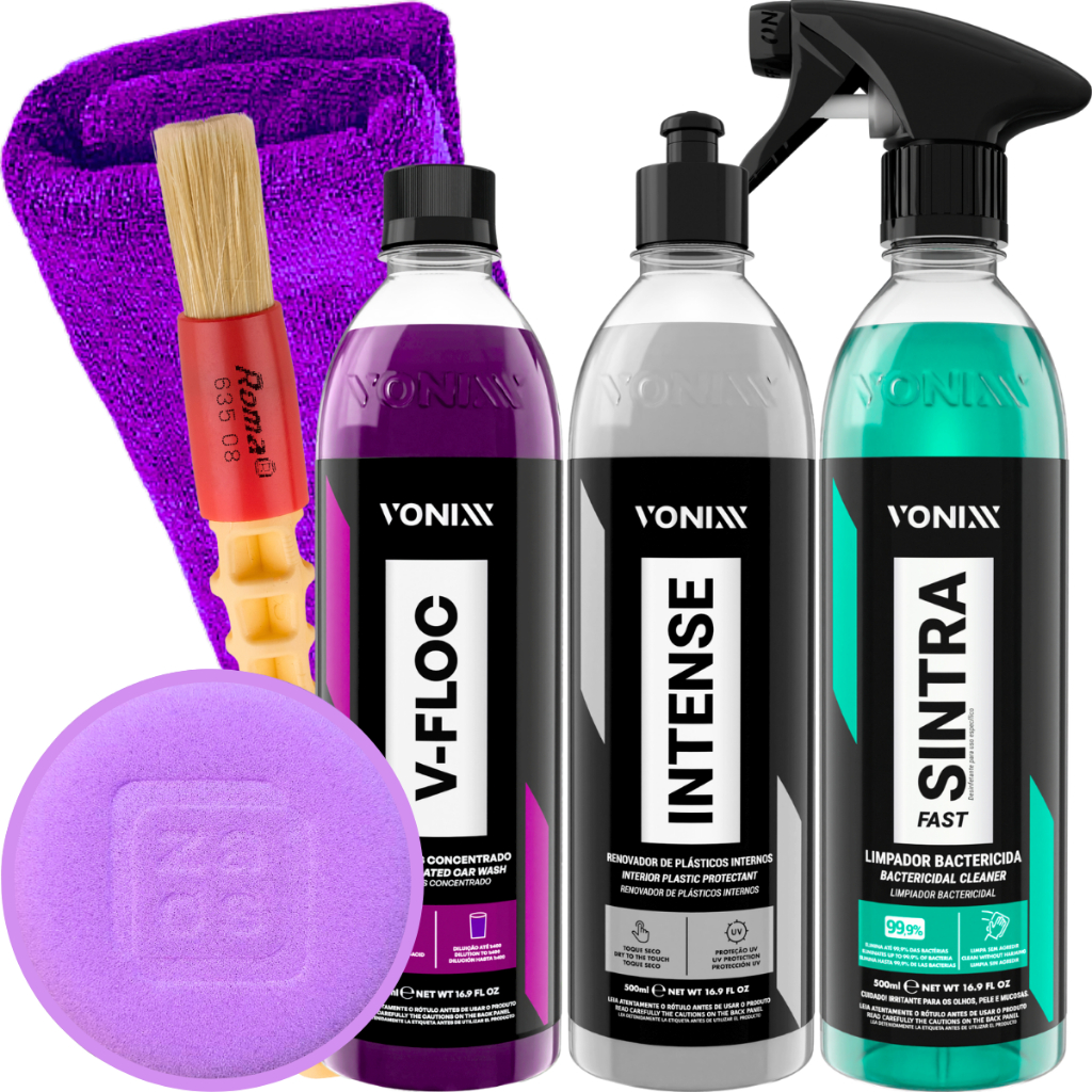Sintra Fast Limpador Interno Intense Revitalizador de Plásticos Shampoo Neutro V-Floc 500ml Vonixx - Spare Parts and Accessories for Vehicles
