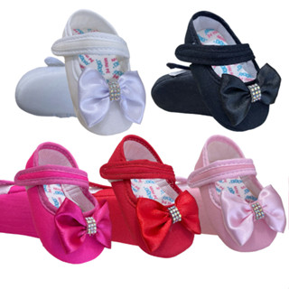 Sapatinho Sapatilha Menina Bebe Recém Nascido Laço Sola Macia Batizado Princesa Bailarina Velcro DIRETO DA FABRICA!!