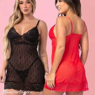 Camisola Feminina sem Bojo sem Arco de Tule e Renda Linha Noite Roupa de Dormir Lingerie Feminina
