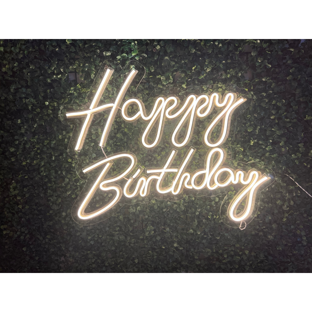 Letreiro Neon LED Happy Birthday – Luminária Decorativa para Festa com Fonte Bivolt | Pronta Entrega