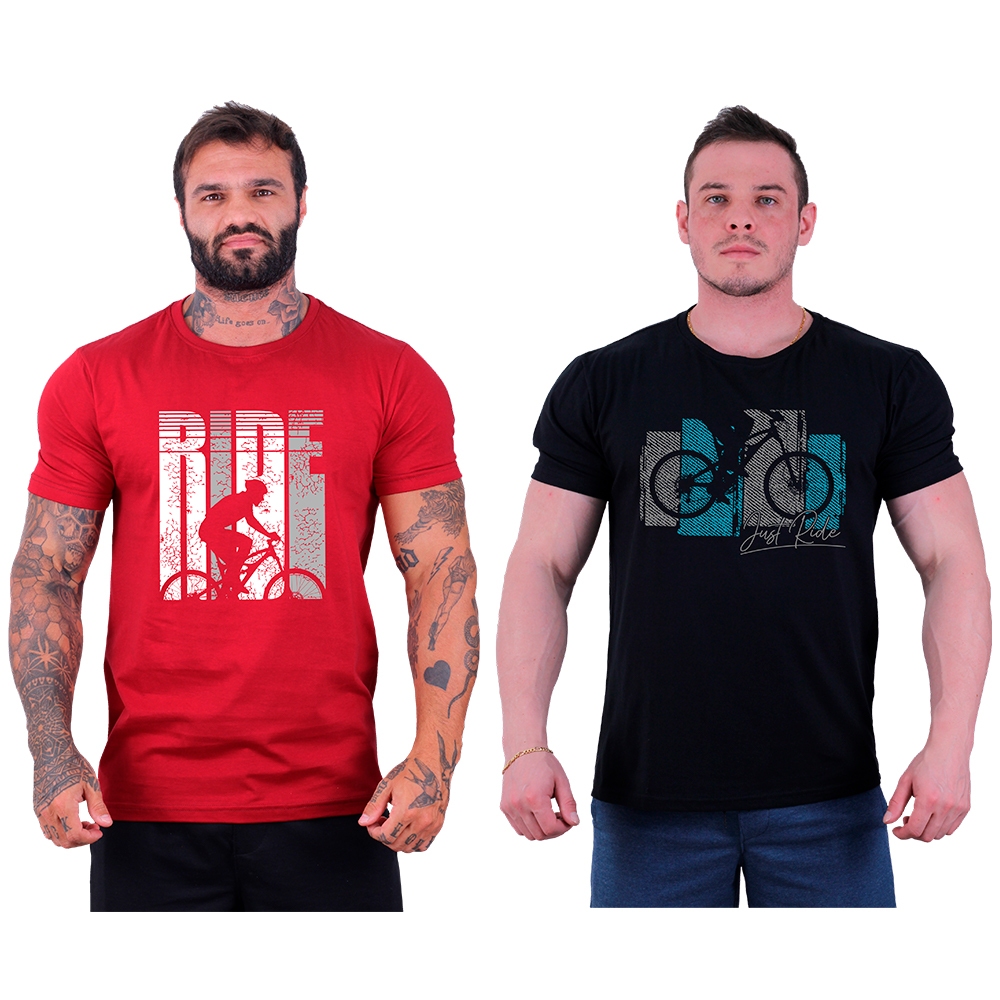 Kit 2 Camisetas Masculinas Tradicionais MXD Conceito MTB Mountainbike Ar Livre