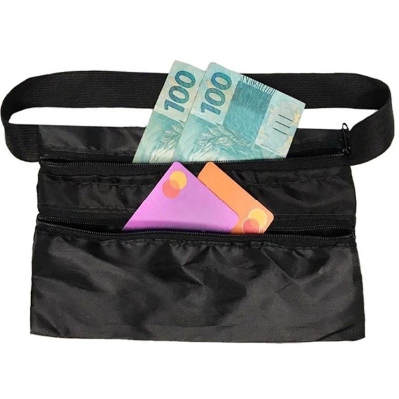 Kit com 2 Porta dinheiro bolsa cintura porta money bolsa, doleira. em Oferta na Shopee