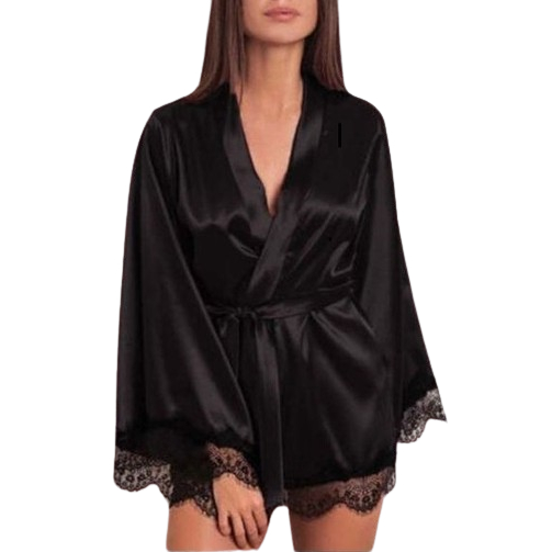Robe feminina de cetim, lingerie de renda de seda, roupa de dormir, roupão sexy, roupa de dormir feminina