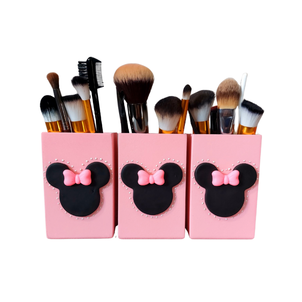 Porta pincel de maquiagem Minnie Organizador de maquiagem