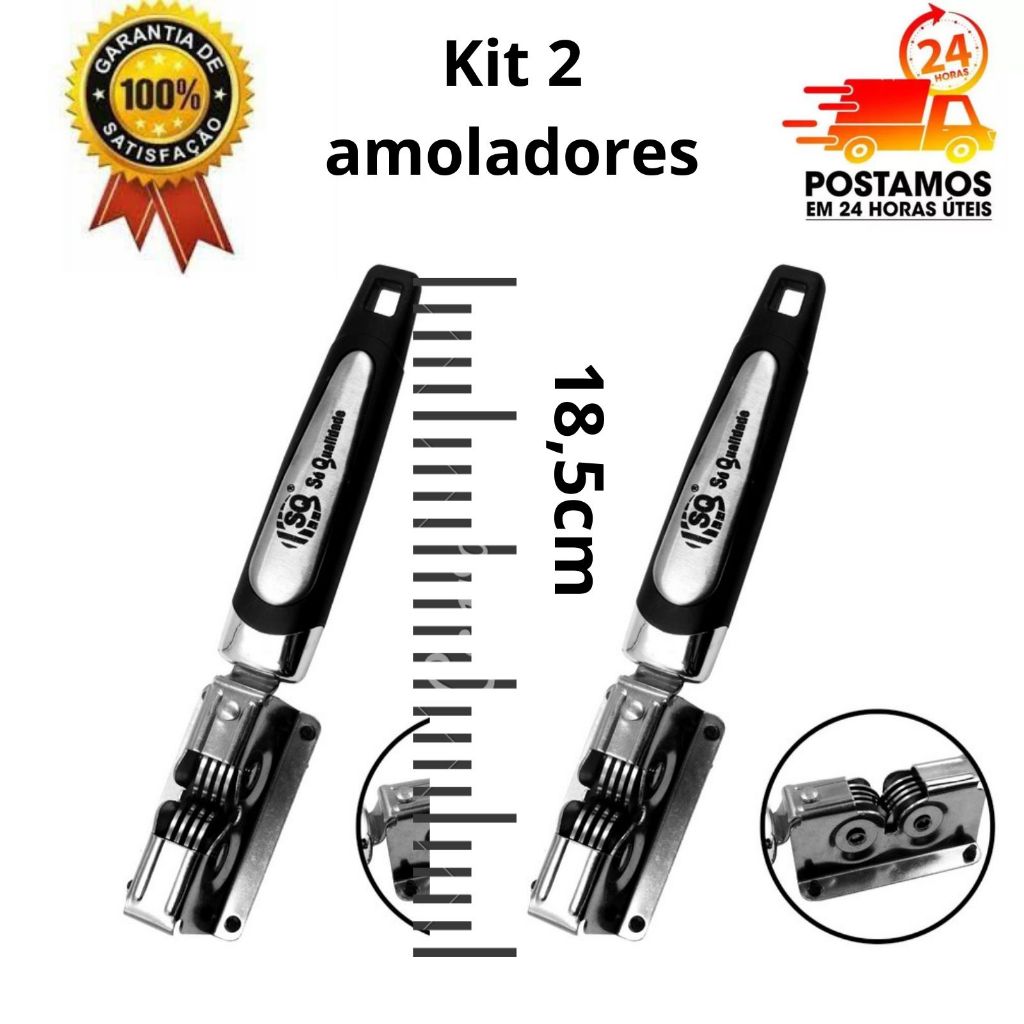 kit 2 Amoladores de Facas Profissional cabo emborrachado base antiaderente
