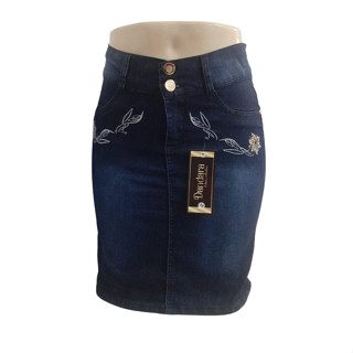 Saia Jeans Secretária Moda Feminina