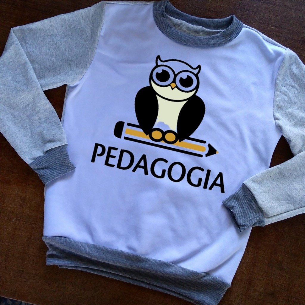 Blusa de Pedagogia com Coruja e Lápis - Moletom Feminino