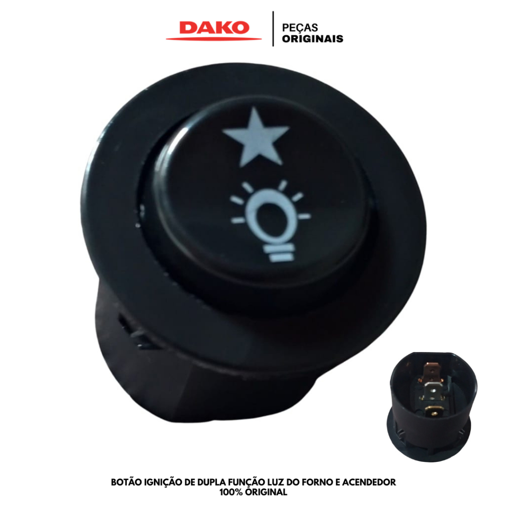 Botão Interruptor Acendedor E Luz do  Forno Fogões Dako e Atlas peça 100 % original
