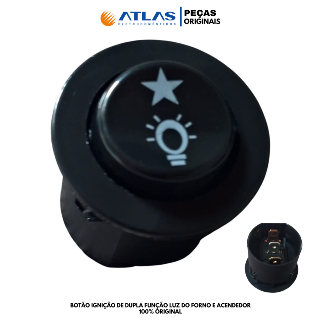 Botão Interruptor Acendedor E Luz do Forno Fogão Atlas 100% original envio imediato