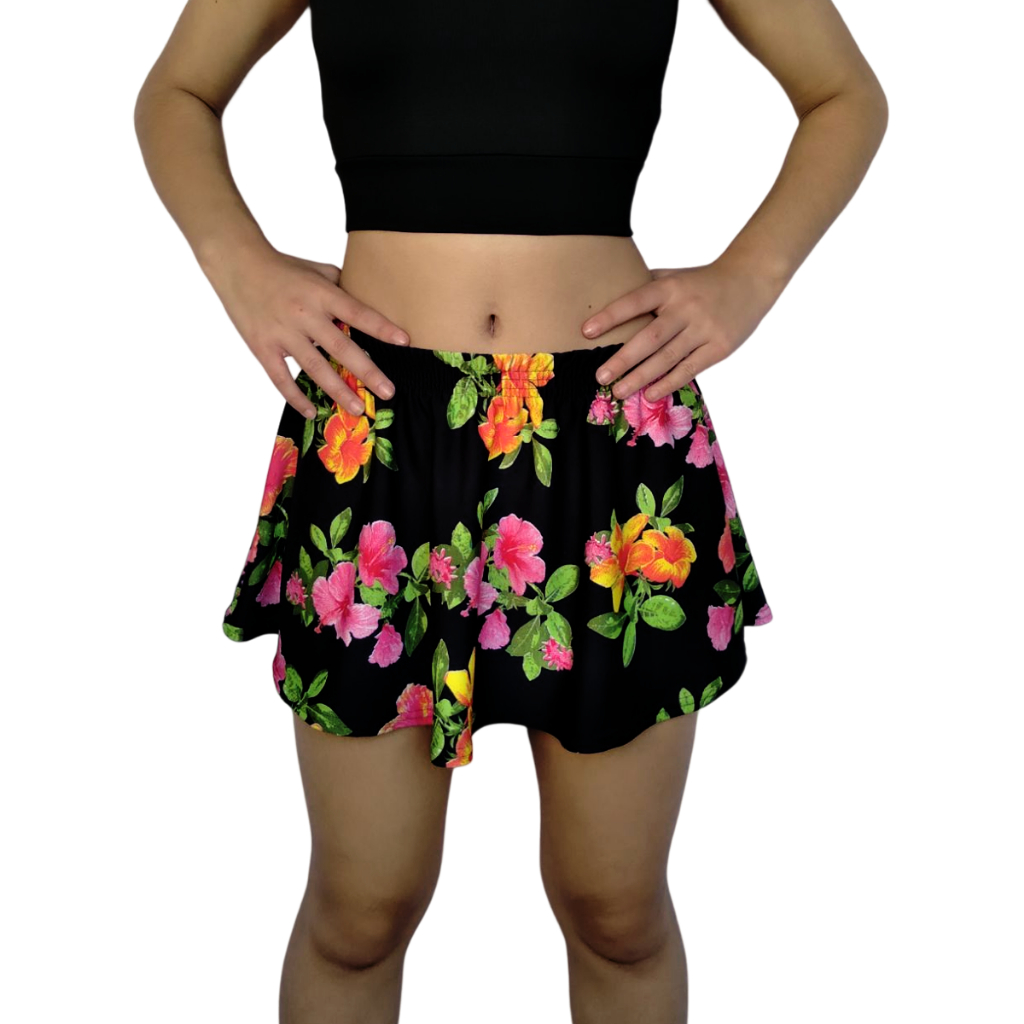 Mini Saia Feminina Godê Cintura Média Elástico Academia Fitness Praia Estampas Sortidas Suplex Pp Ao Plus Size