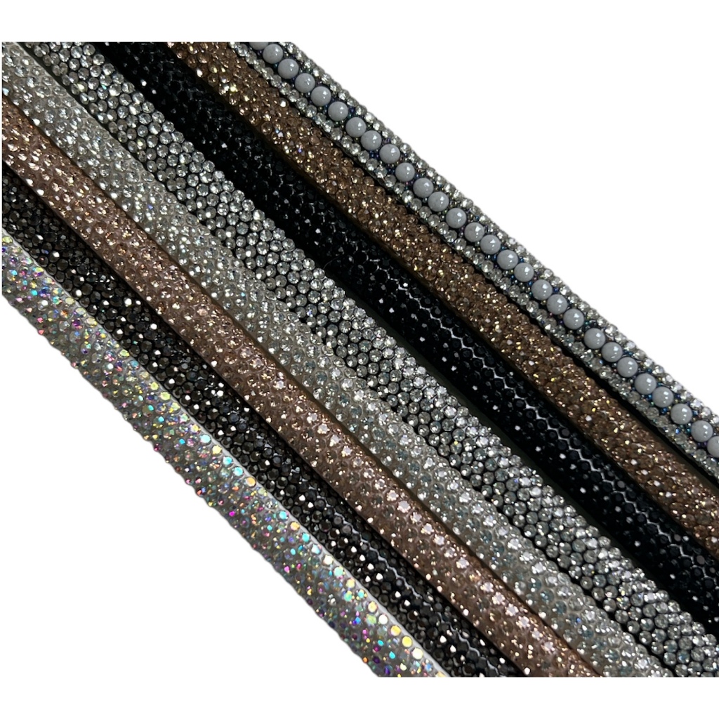 Tira de Strass Meia Cana Colmeia/Pérola - 6mm