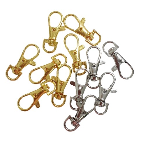 Fecho Mosquetão 38mm Prata ou Dourado - 2 unidades