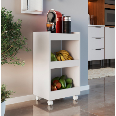Mesinha Auxiliar Cantinho do Café Na Cor Branco Com 3 Prateleiras e Rodinhas em Oferta na Shopee