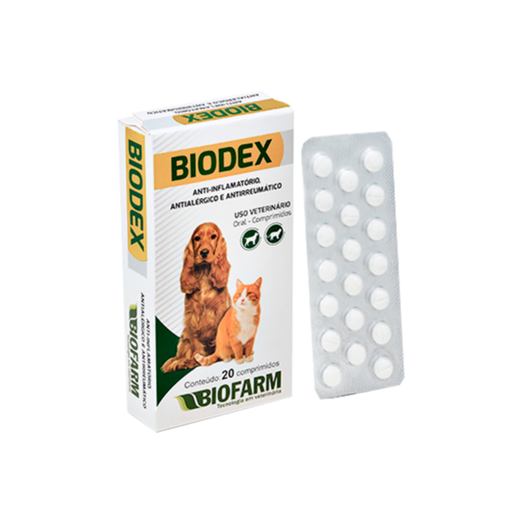 Biodex 20 Comprimidos Anti-Inflamatório e Antialérgico Para Cachorro e Gato (1 Cartela + Bula) em Oferta na Shopee