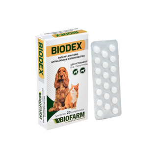 Biodex 20 Comprimidos Anti-Inflamatório e Antialérgico Para Cachorro e Gato (1 Cartela + Bula) em Oferta na Shopee