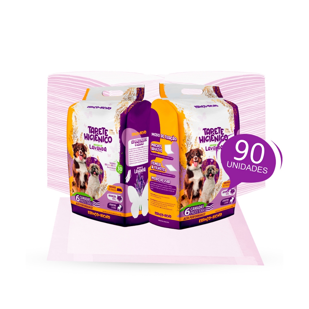 Tapete Higiênico Pet P/ Cães Ultra Espaço De Bicho Lavanda 80x60 90unid em Oferta na Shopee