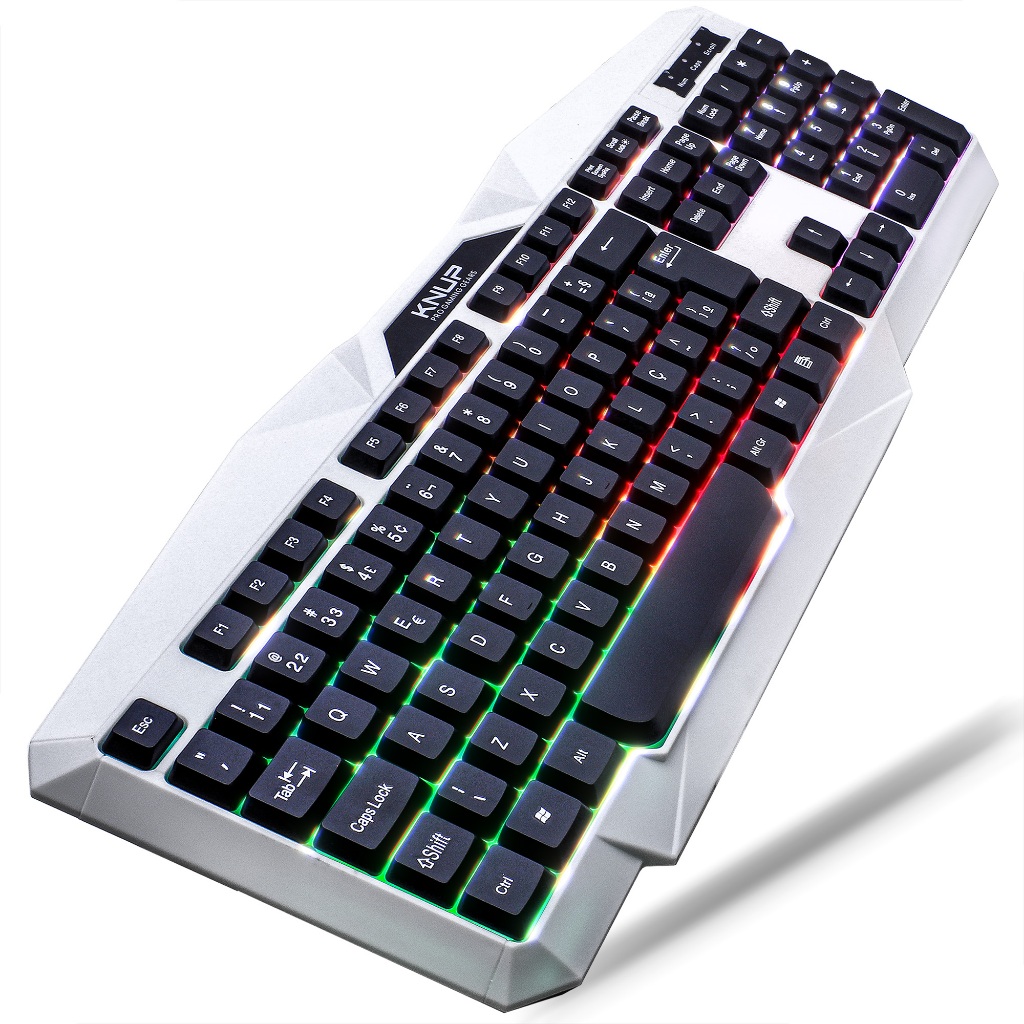 Teclado Gamer Retro Iluminado RGB Teclas Macias Scroll Lock USB Jogos Computador Note