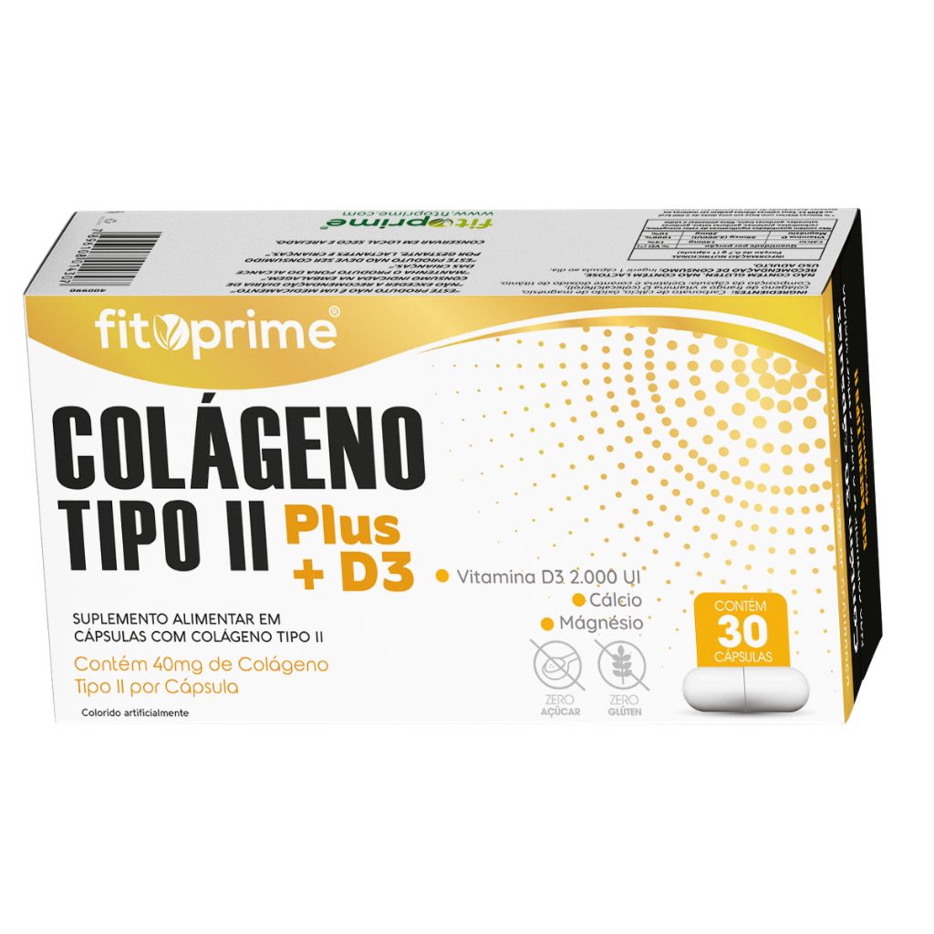 Colágeno Tipo II Plus Com Vit D3 Cálcio e Magnésio 30 Cápsulas