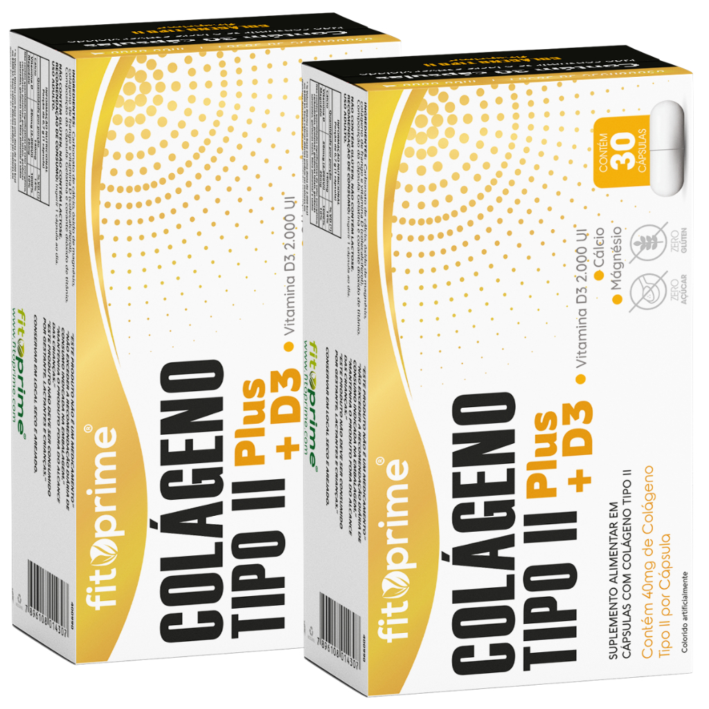 Kit 2x Colágeno Tipo II Plus Com Vit D3 Cálcio e Magnésio 30 Cápsulas