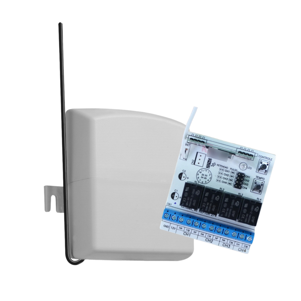 Receptor 433mhz 4 Canais - Saídas a Rele ajustável pulso, temporizado ou retenção