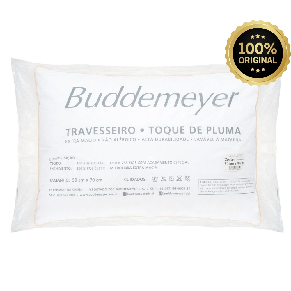 Kit 3 Travesseiros Buddemeyer Toque De Pluma 100% Algodão 233 Fios Antialérgico Extra Macio Branco em Oferta na Shopee
