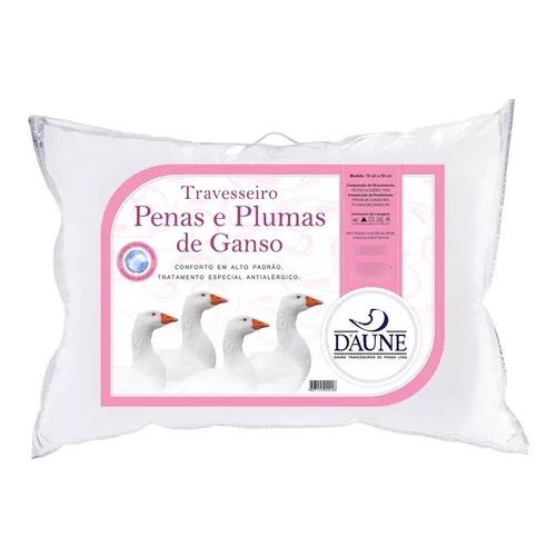 KIT com 2 Travesseiros  100% pluma de ganso cilicone  travesseiro confortável e macio anti-ácaro anti-mofo indeformavél