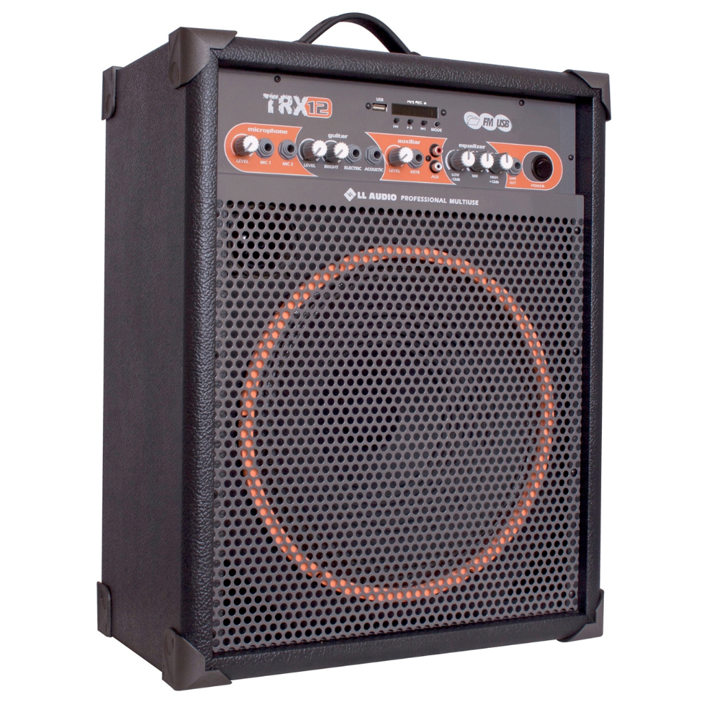 caixa amplificada profissional bluetooth, radio, cubo guitarra violão mic ll audio trx-12 80w igreja