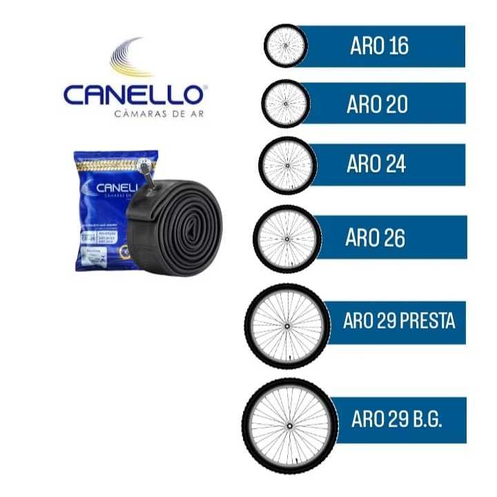 Câmara de Ar de Bicicleta Aro 16 / 20 / 24 / 26 / 29 Canello em Oferta na Shopee