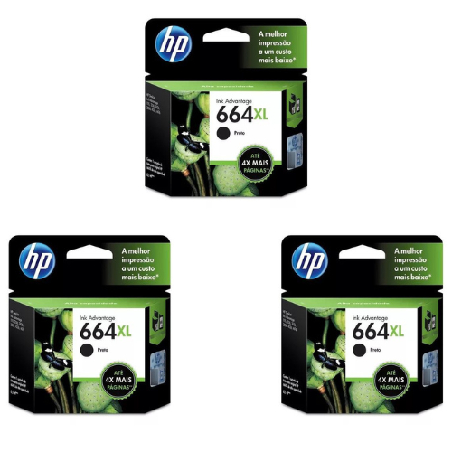 Kit 03 Cartuchos 664xl Preto 664 Xl Original Lacrado