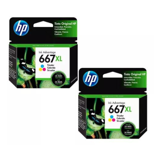 Kit 2x Cartucho 667xl Original Color Para 2376, 2774 𝗗𝗲𝘀𝗸𝗷𝗲𝘁 𝗜𝗻𝗸 𝗔𝗱𝘃𝗮𝗻𝘁𝗮𝗴𝗲  𝟮𝟴𝟬𝟬