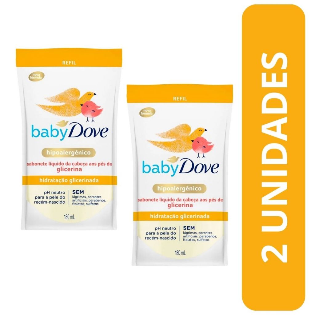Kit c/ 2 Sabonete Líquido Dove Baby Glicerina Refil 180ml - Escolha a Fragrância