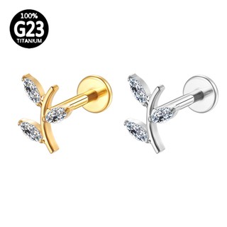 Piercing Helix Conch Labret Titânio Pvd Galho Zircônia Cravejada em Oferta na Shopee