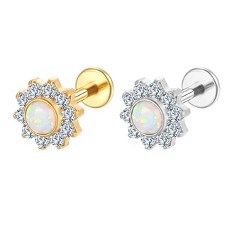 Piercing Helix Tragus Conch Labret Aço Cirúrgico Pvd Flor Zircônia Cravejada em Oferta na Shopee
