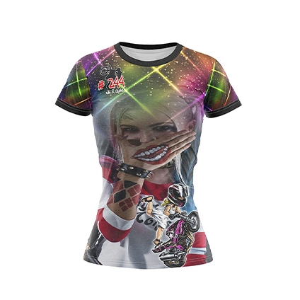 Camiseta Baby Look Arlequina Camisa Esquadrão Suicida Bad Girls Grau Moto 244